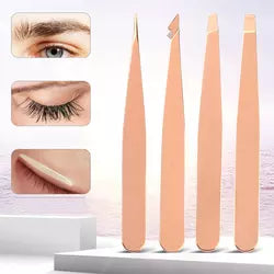 4 Piece Golden Stainless Steel Tweezer Set