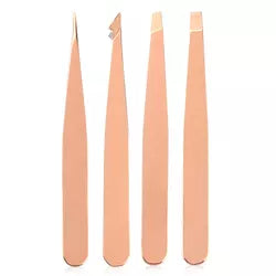 4 Piece Golden Stainless Steel Tweezer Set